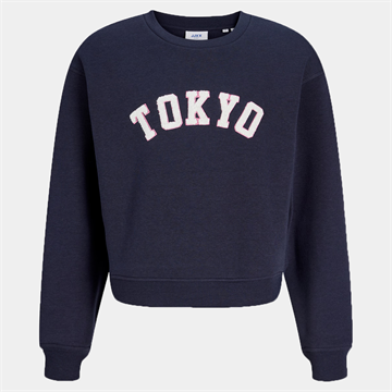 JJXX Girl Sweatshirt Tatum Terry Patch Crew Night Sky